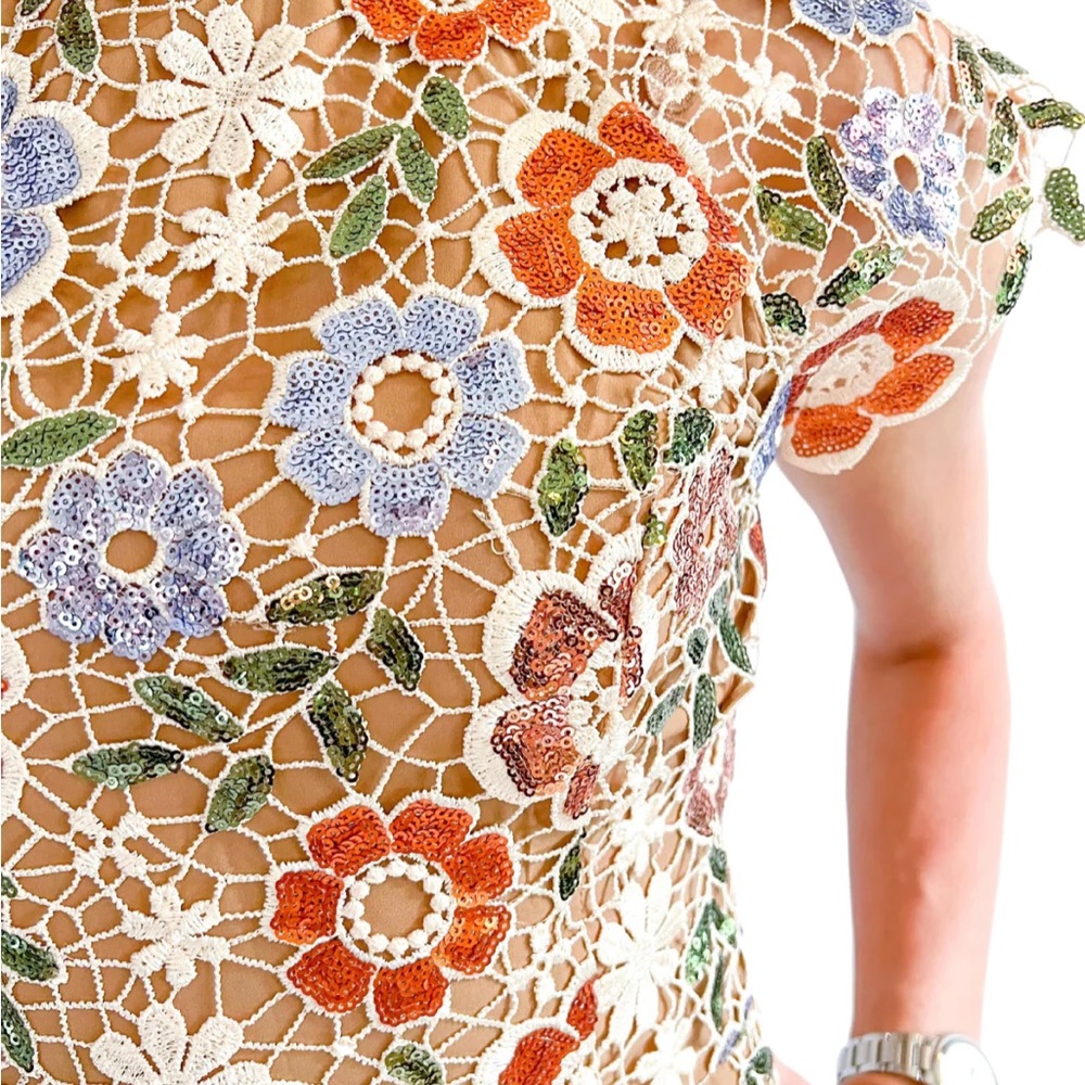 Elliatt Geode Floral, Crochet Mini Dress